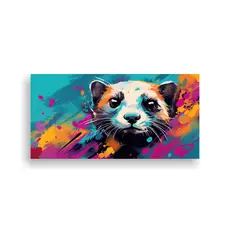 GENERICO - Cuadro De Ferret En Colores Vibrantes Y Turquesa 160x80cm