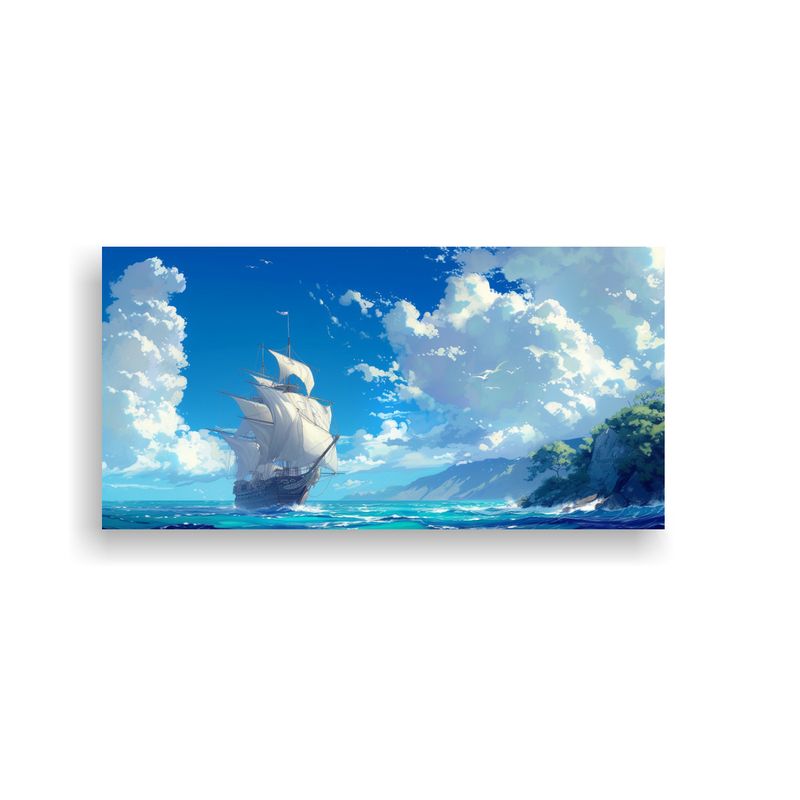 GENERICO - Cuadro Decorativo Con Tema De Barco Pirata Navegan 160x80cm