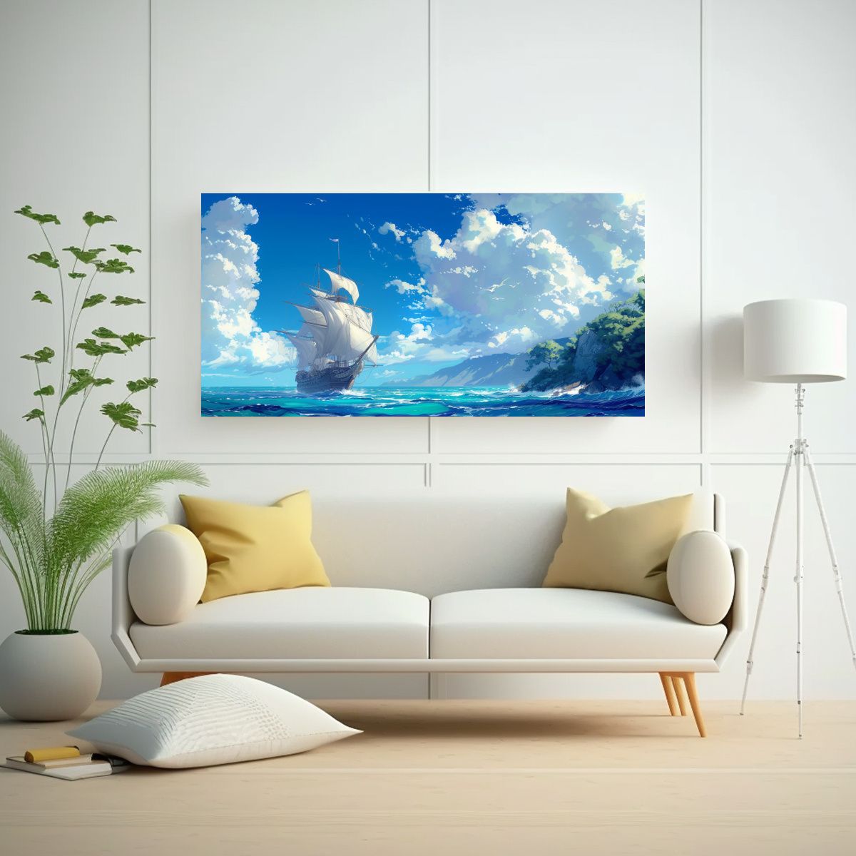 GENERICO - Cuadro Decorativo Con Tema De Barco Pirata Navegan 160x80cm