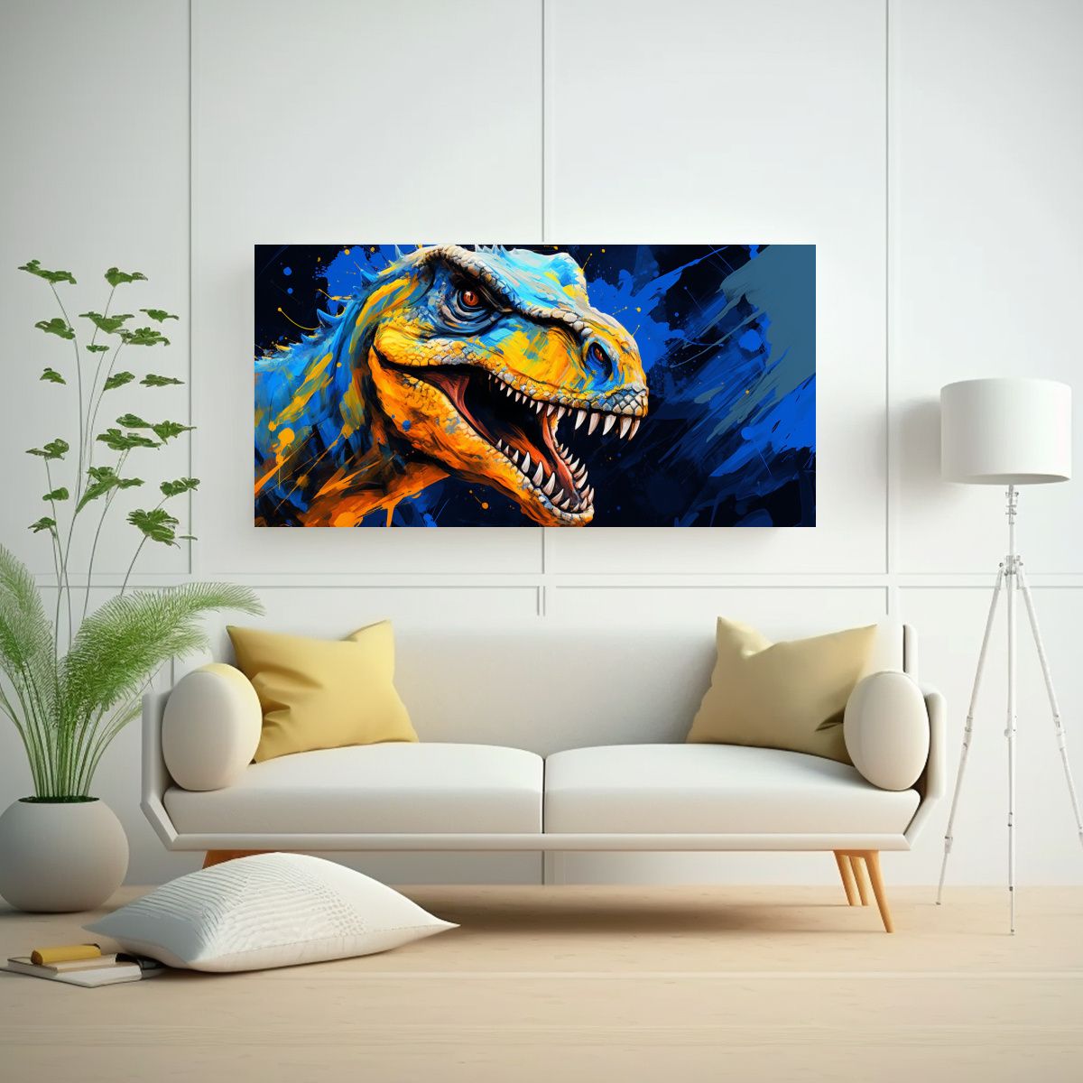GENERICO - Pinturas Decorativas Neo Pop De Velociraptor En Co 160x80cm