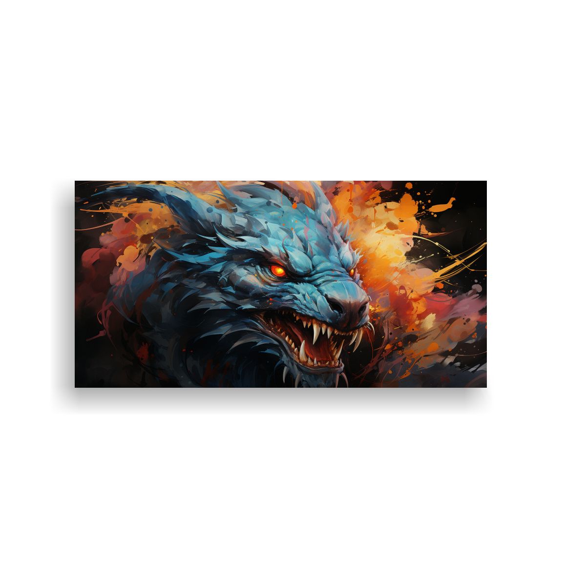 GENERICO - Cuadro Lienzo Fotográfico Dragón Acuarela Colore 160x80cm.