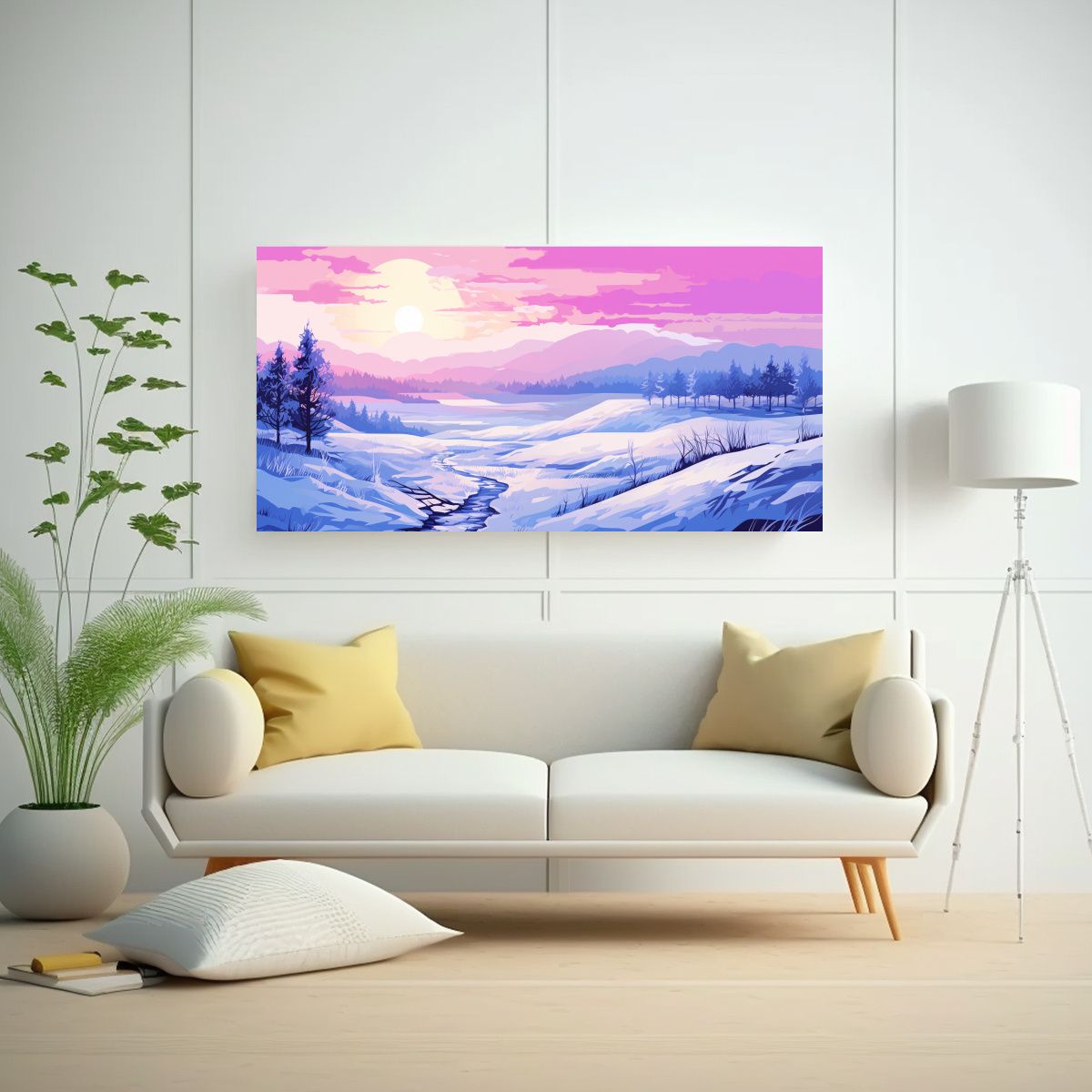 GENERICO - Paisaje Invernal Con Colores Púrpuras Arte De Par 160x80cm.