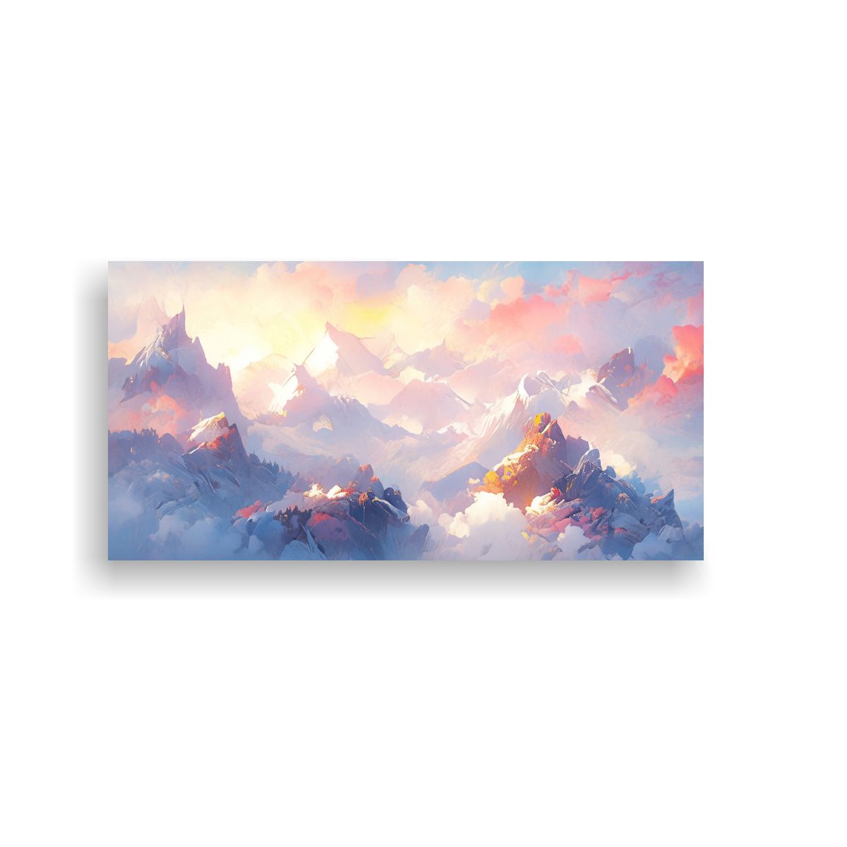 GENERICO - Pintura Abstracta De Montañas Nevadas Con Acuarel 160x80cm
