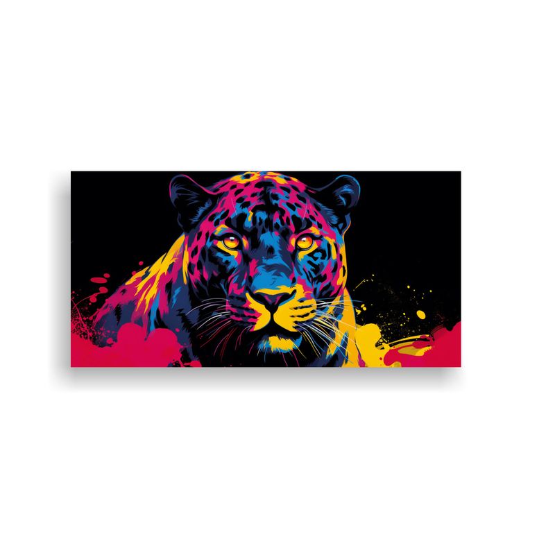 GENERICO - Cuadro Artesanal Forma Panther En Colores Vibrante 160x80cm