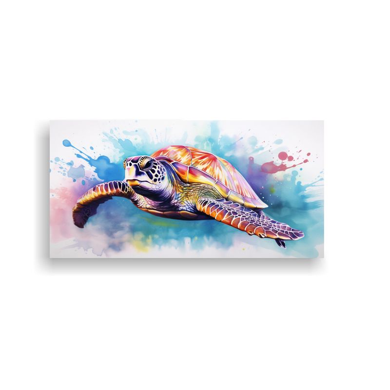 GENERICO - Lienzo Tela Acuarela Armonía Colores Tortuga Esti 160x80cm