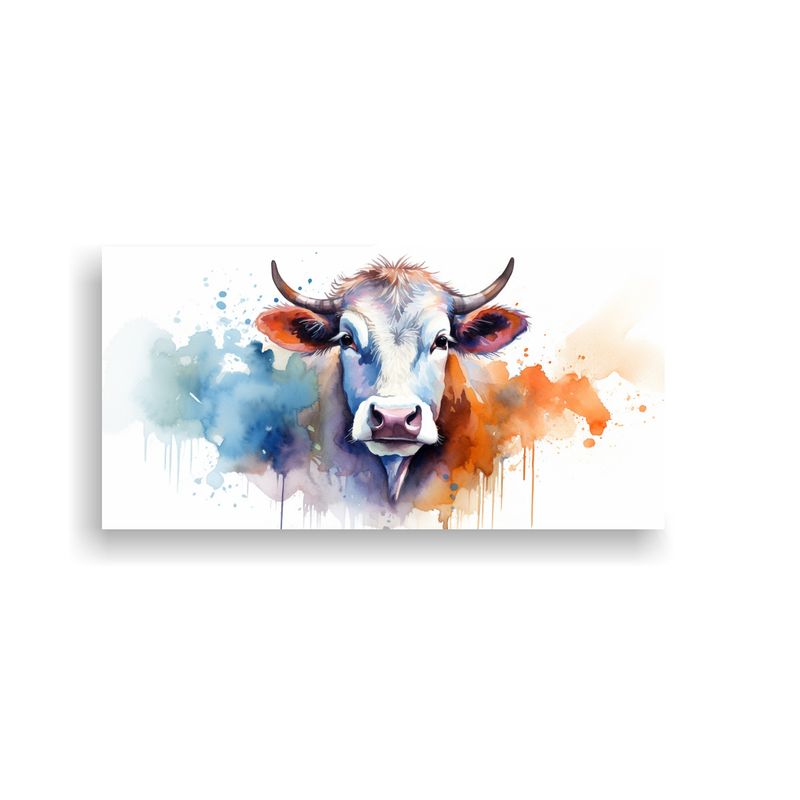 GENERICO - Pintura Decorativa De Vaca Hereford En Acuarelas C 160x80cm