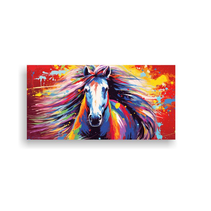 GENERICO - Cuadro Surrealista De Mini Caballo Arcoíris Y Roj 160x80cm