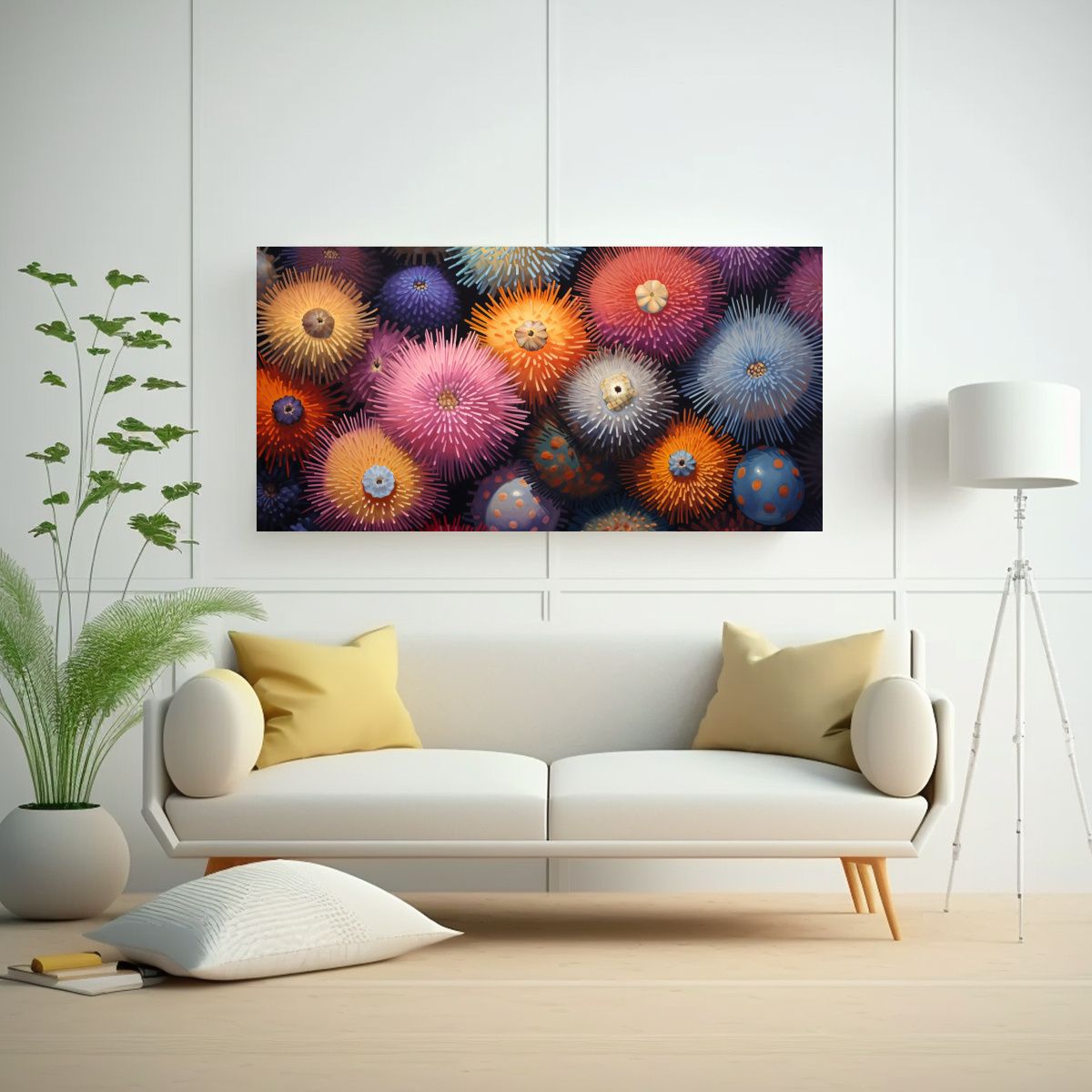 GENERICO - Pintura Al Estilo óleo De Erizos De Mar En Estilo 160x80cm.