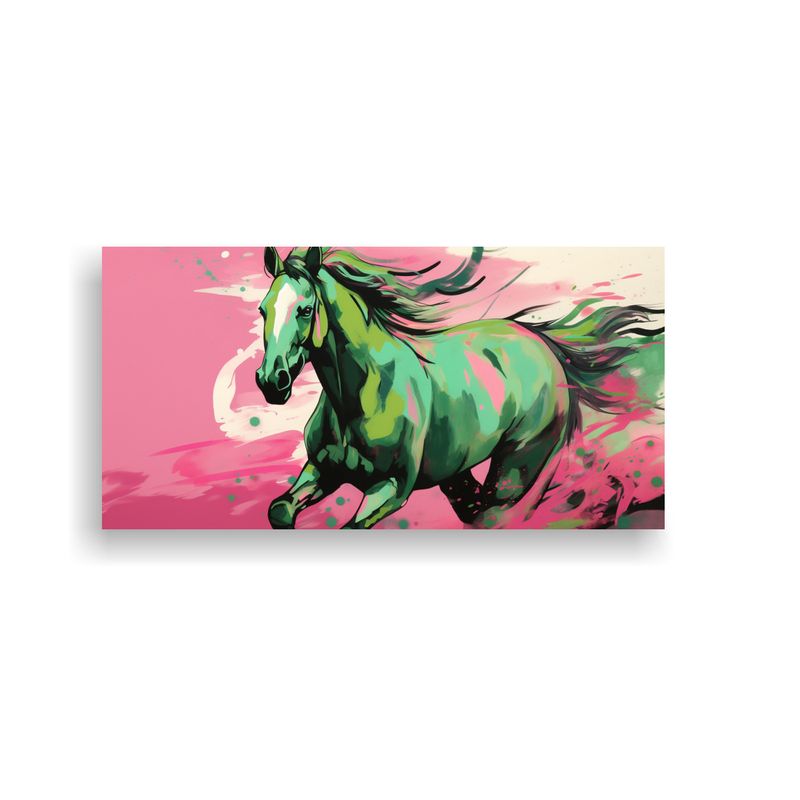 GENERICO - Pintura Lienzo Caballo Verde Y Rosa Estilo Pop Art 160x80cm