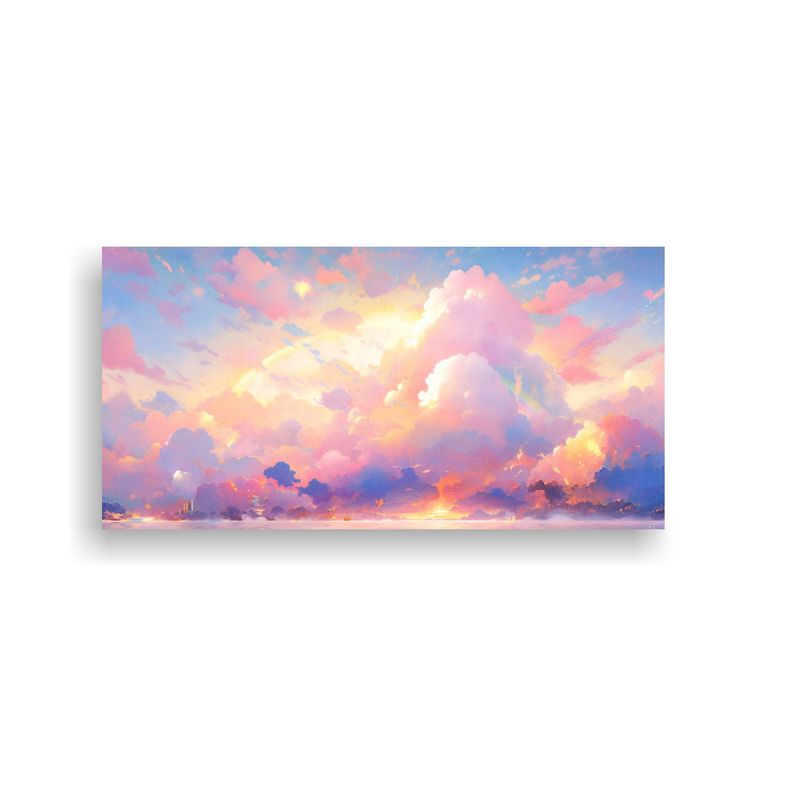 GENERICO - Pintura Abstracta Colores Arcoíris Mar Y Cielo En 160x80cm