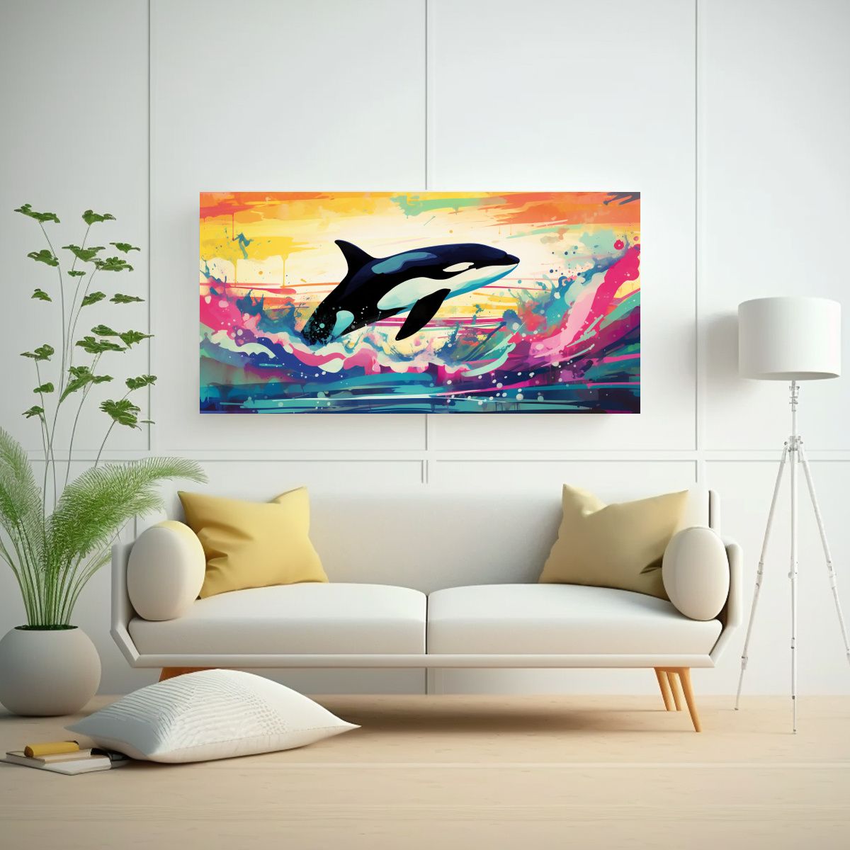 GENERICO - Cuadro Orca En Colores Tintados Y Soleados Neo Pop 160x80cm.