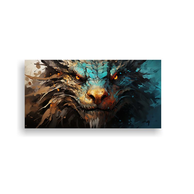 GENERICO - Pintura De Pared Vanguardia Dragón En Marrón Y T 160x80cm