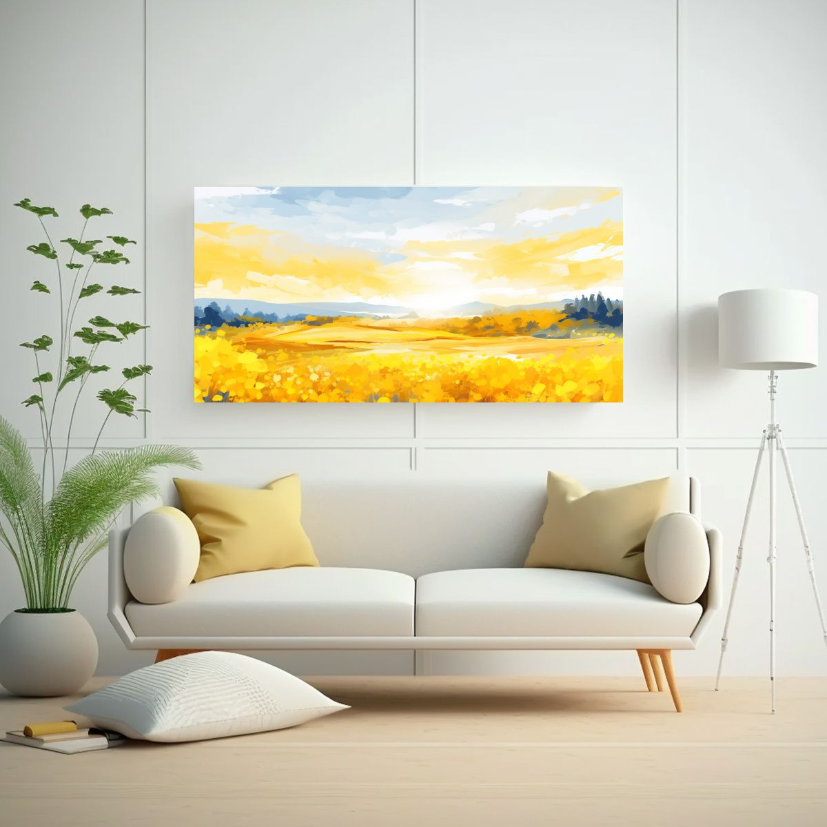 GENERICO - Cuadro Urbano Veraniego Con Líneas Finas En Tonos 160x80cm