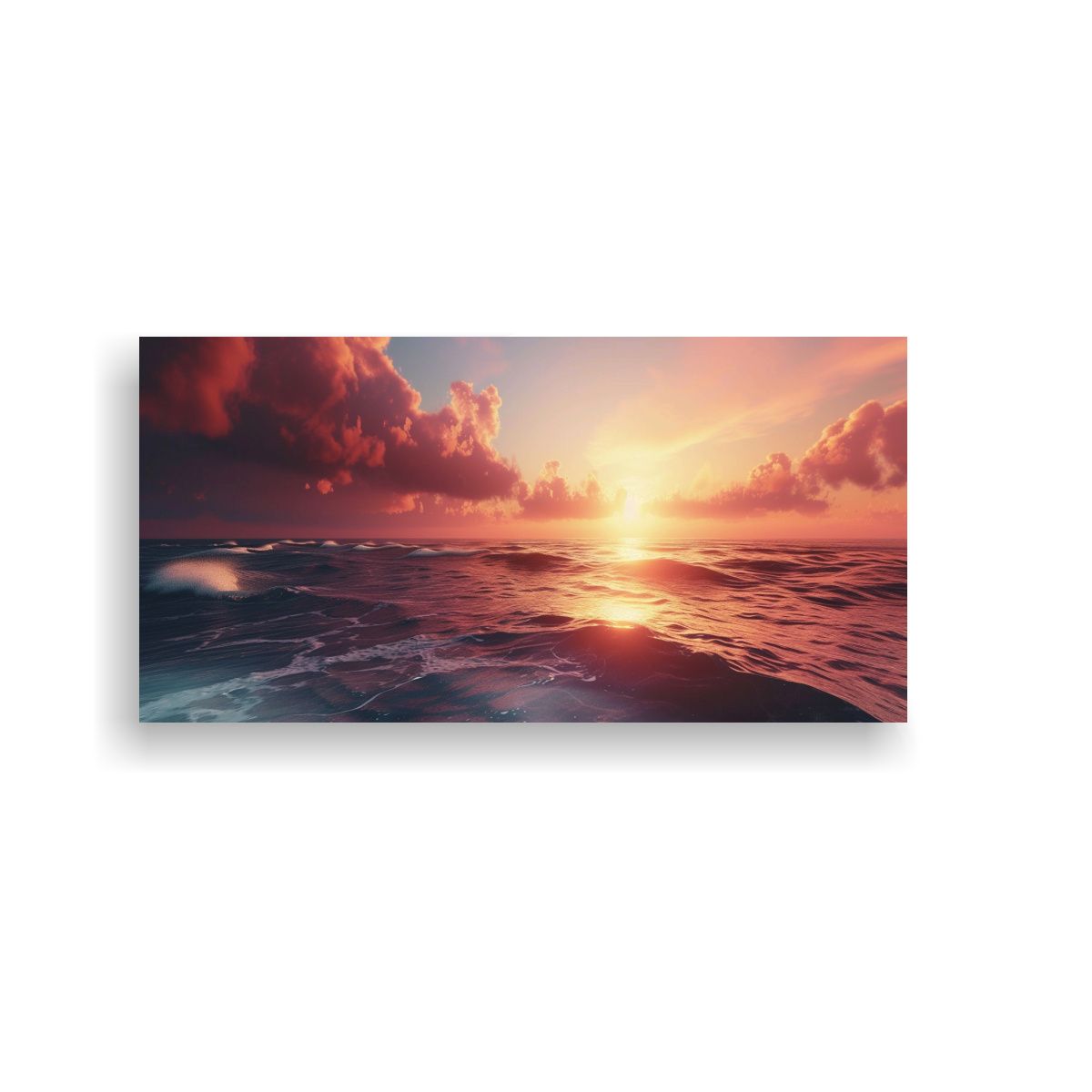 GENERICO - Cuadro Decorativo De Atardecer En El Mar Realismo 100x50cm