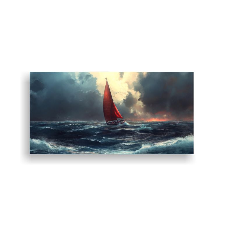GENERICO - Cuadro Tela Diseño Efecto Visual Barco Navegando  160x80cm