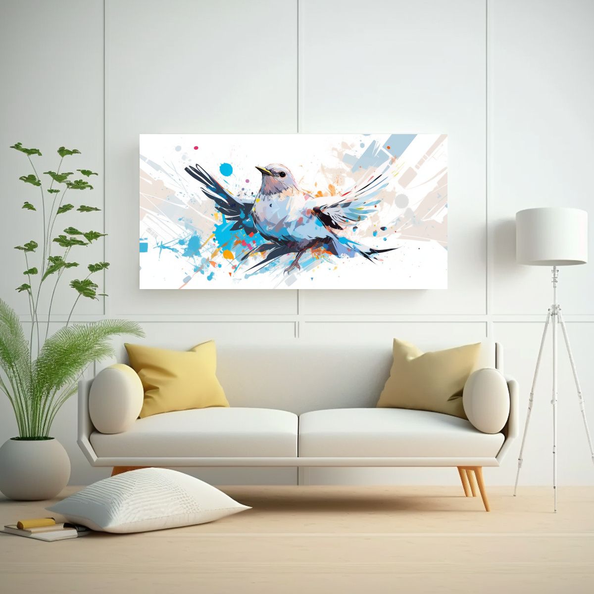 GENERICO - Lienzo Diseño Dimensiones Thrush Blanco Neo Pop  160x80cm