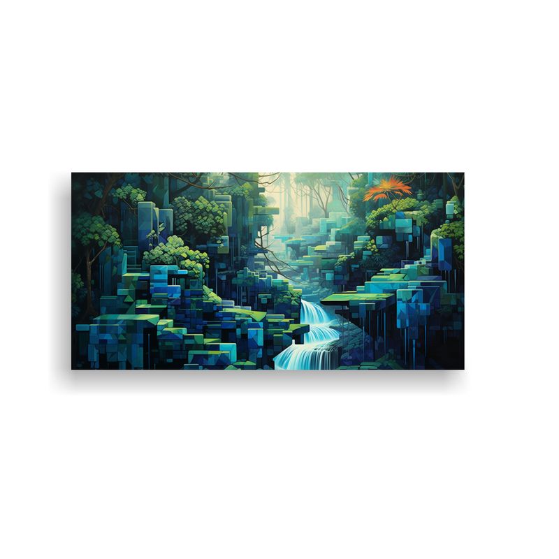 GENERICO - Lienzo De Tela Geometrías Florales En Azul Y Tea 160x80cm