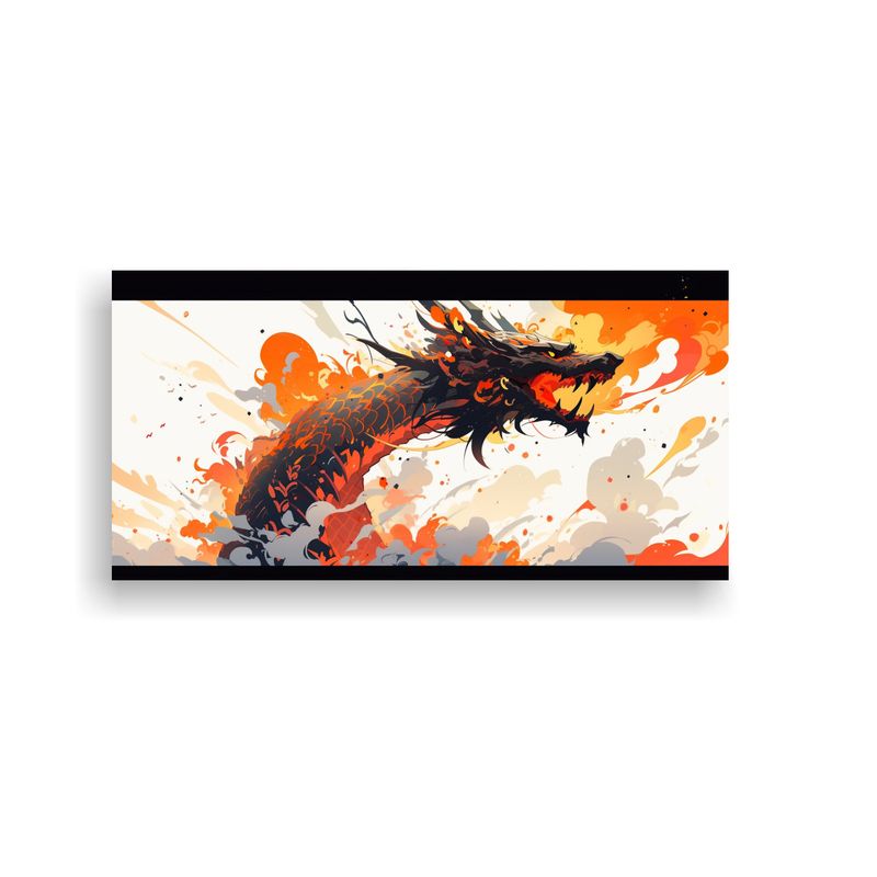 GENERICO - Pintura Decorativa De Dragón En Tonos Naranja Neo 160x80cm
