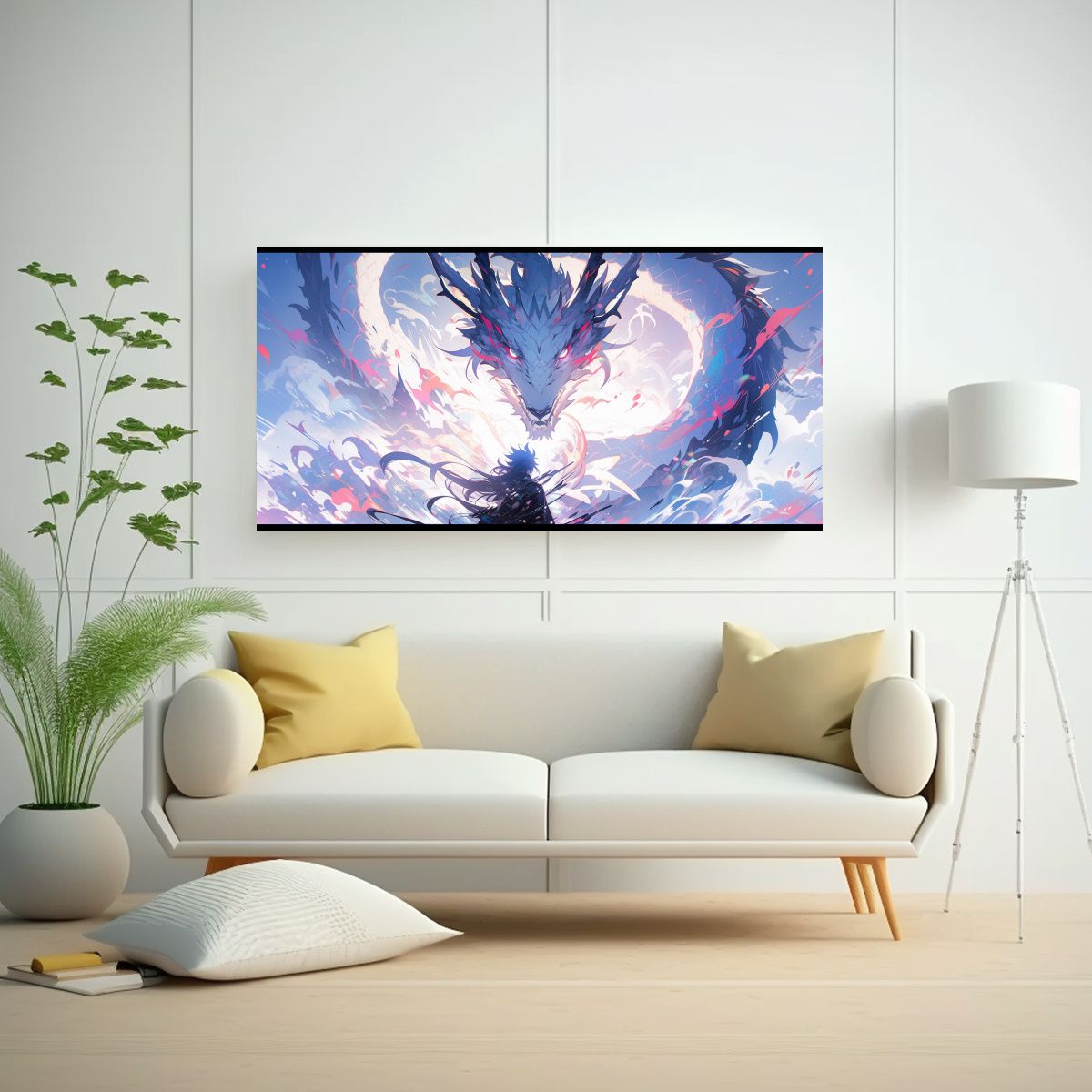 GENERICO - Cuadro Moderno Pared Poderoso Dragón En Colores V 160x80cm