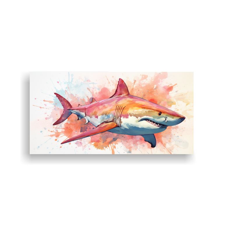 GENERICO - Cuadro Impreso Equilibrio Tiburón Toro En Colores 160x80cm