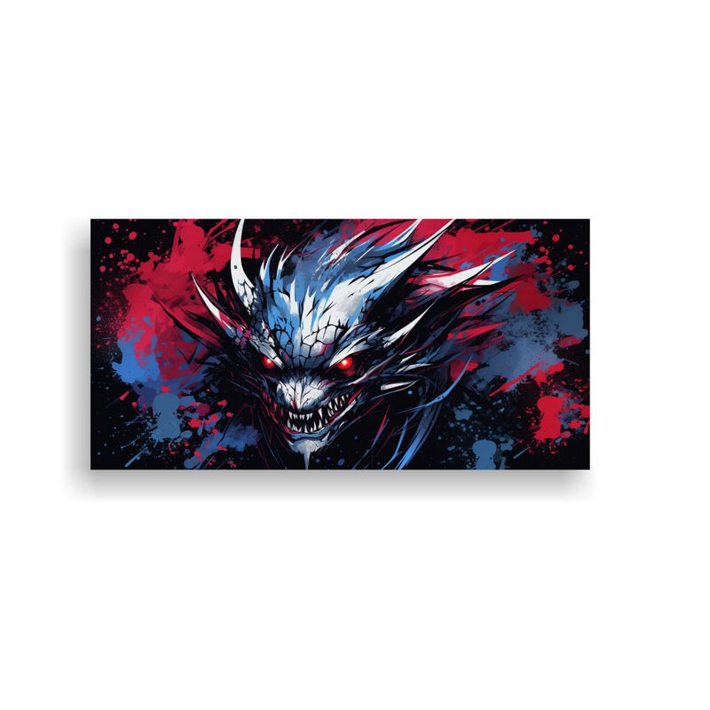 GENERICO - Cuadro En Bastidor Dragón En Rojo Y Azul Neonoir 160x80cm