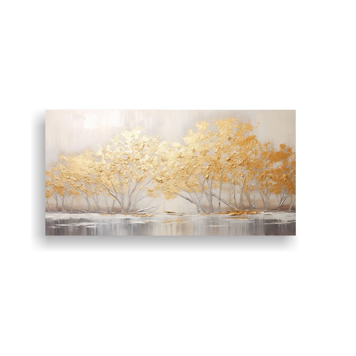 GENERICO - Cuadro Estilo Galería En Tonos Dorados Y Plateado 160x80cm