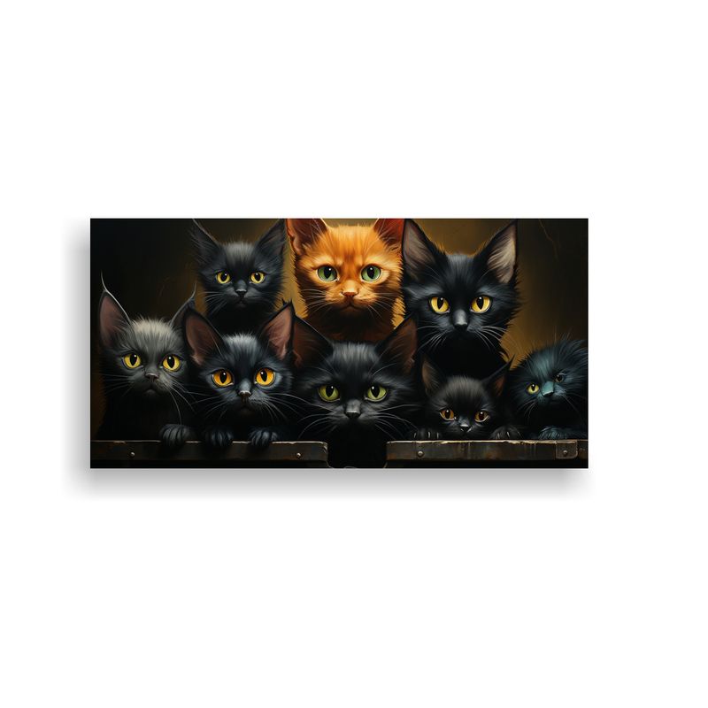 GENERICO - Cuadro De Gatos Negros En Pila Arte Creativo Para 160x80cm