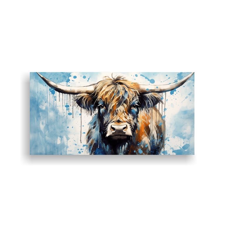 GENERICO - Cuadro Dibujo Armonía Vaca De Las Highlands En Bl 160x80cm