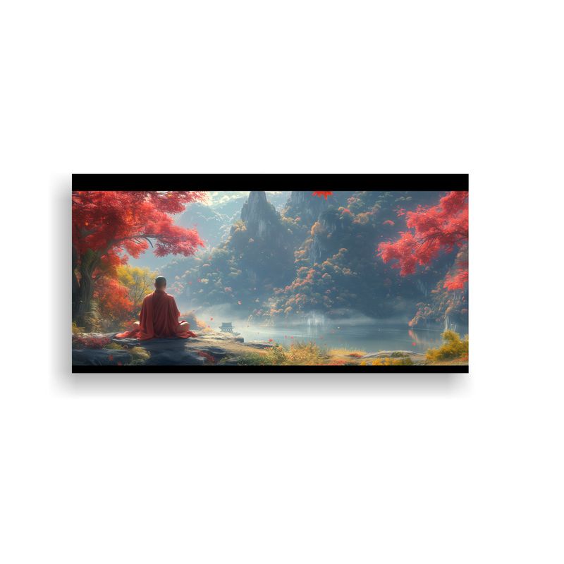 GENERICO - Cuadro En Bastidor Temática Zen Monje Meditando 160x80cm