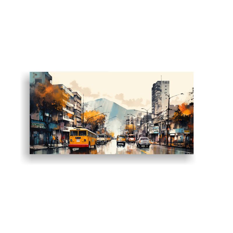 GENERICO - Cuadro Creativo Simétrico Santiago Chile Vibrante 160x80cm