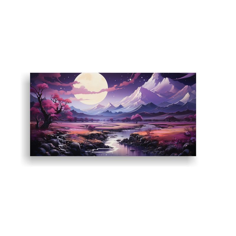 GENERICO - Cuadro Con Luna Junto A Montañas Al Atardecer Te 160x80cm