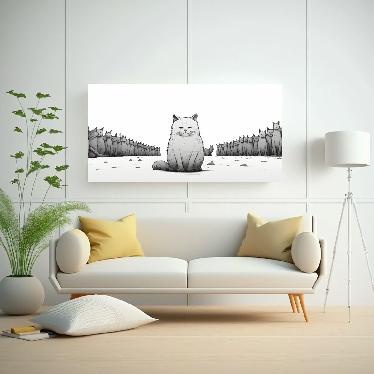 GENERICO - Cuadros Minimalistas De Gatos En Estilo Manga De L 160x80cm