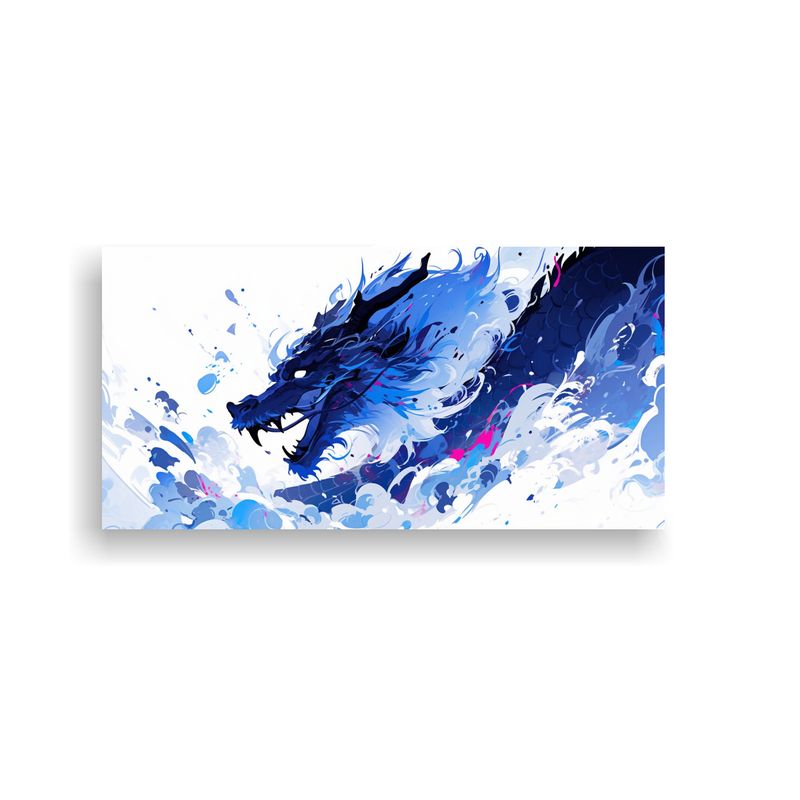 GENERICO - Pintura Decorativa Dragón Blanco Y Azul En Atmó 160x80cm