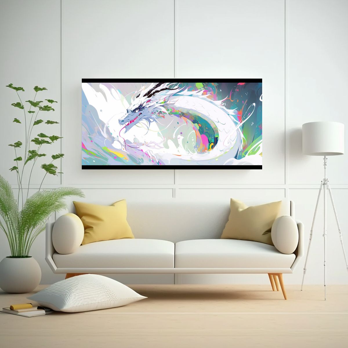 GENERICO - Pintura Mural Composición De Dragón En Tonos Pa 160x80cm