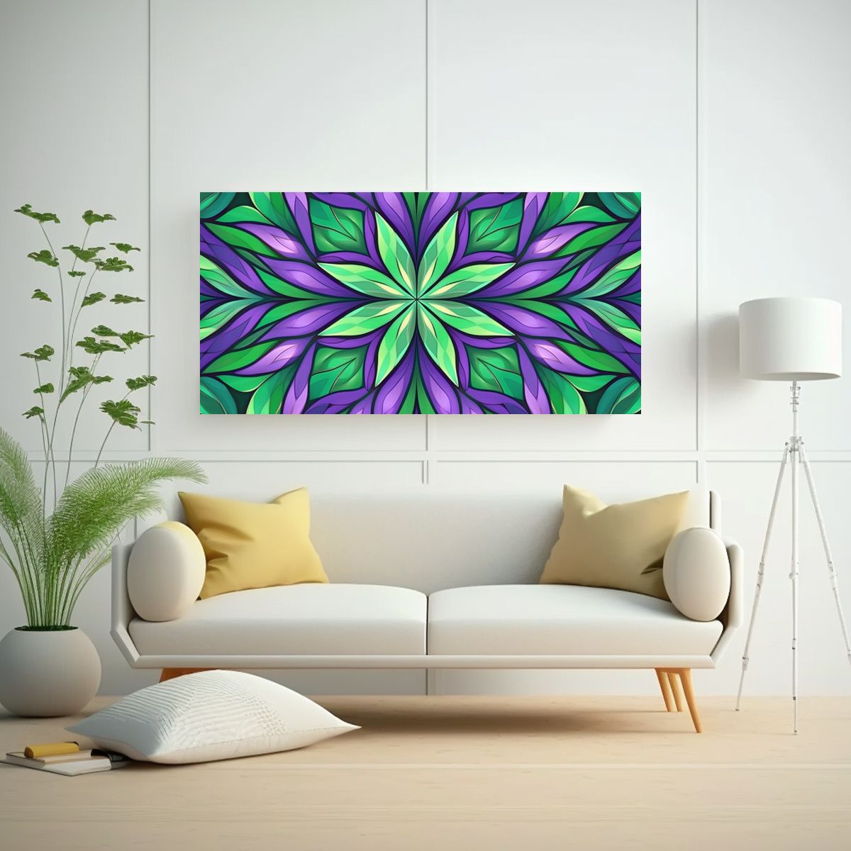 GENERICO - Cuadro Geométrico En Tela Belleza Natural Morada 160x80cm