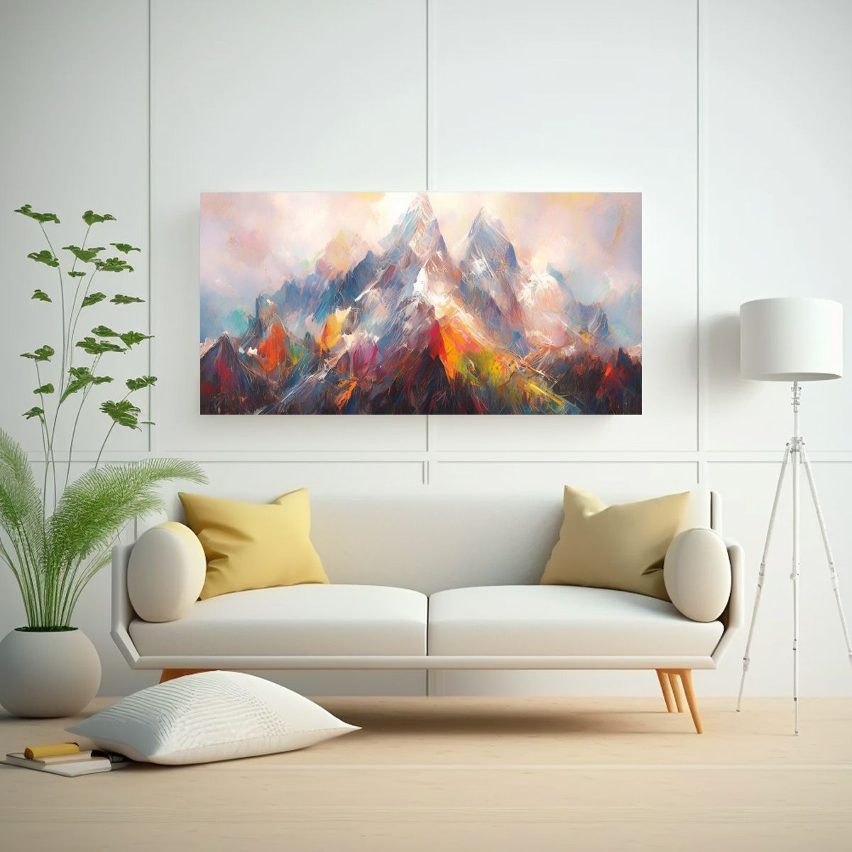 GENERICO - Cuadros De Montañas Y Arcoíris Para Decorar Sal 160x80cm.