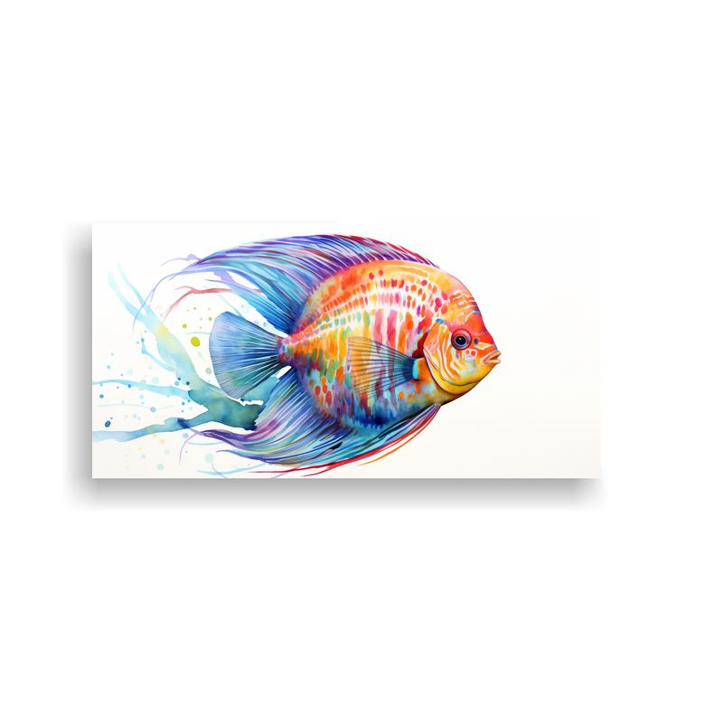 GENERICO - Pintura Acuarela Estilo Pez Disco Colores Vibrante 160x80cm