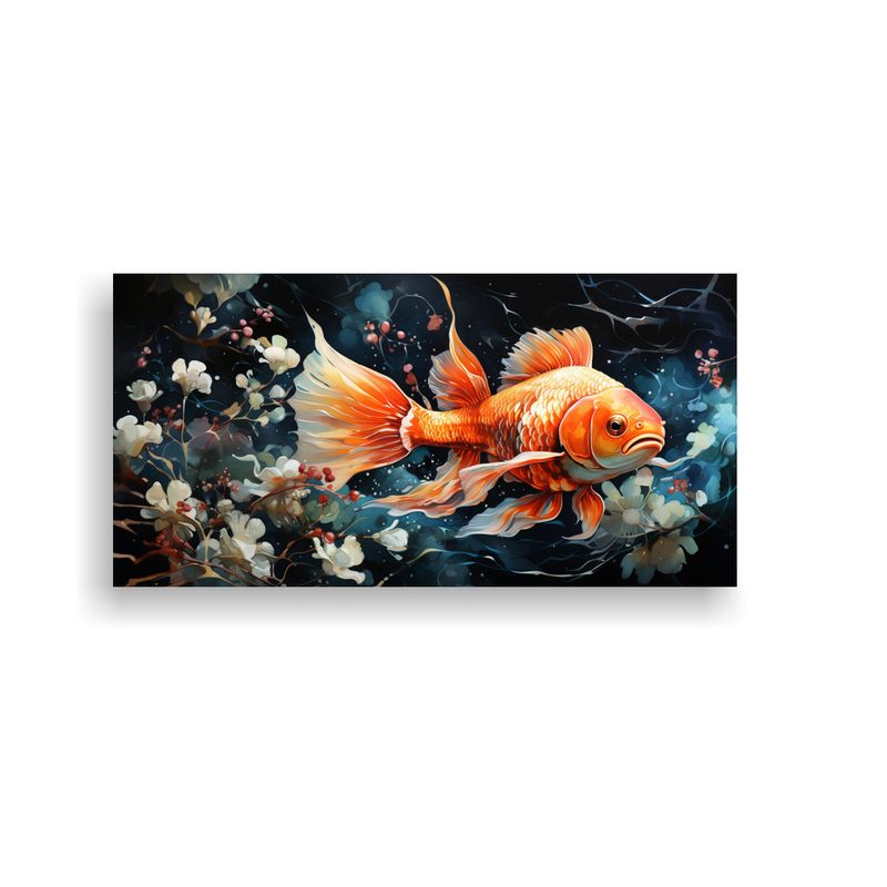 GENERICO - Cuadro Acuática De Peces Dorados En Estilo Acuare 160x80cm