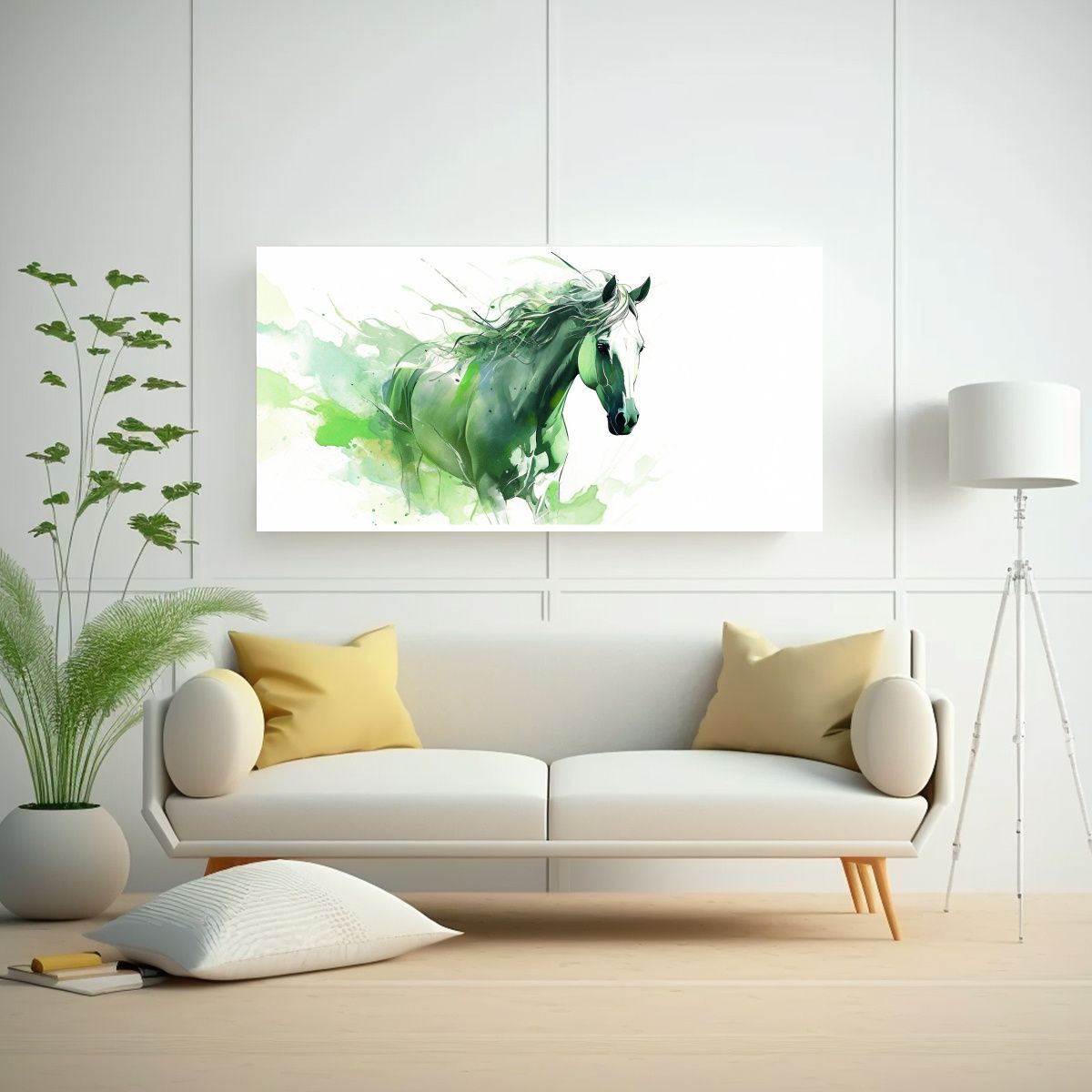 GENERICO - Cuadro Abstracto De Un Caballo Corriendo En Acuare 160x80cm