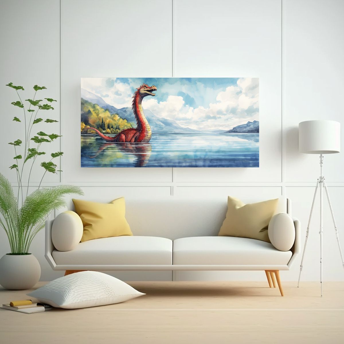 GENERICO - Pintura De Colores Acuarela De Monstruo De Lago Ne 160x80cm