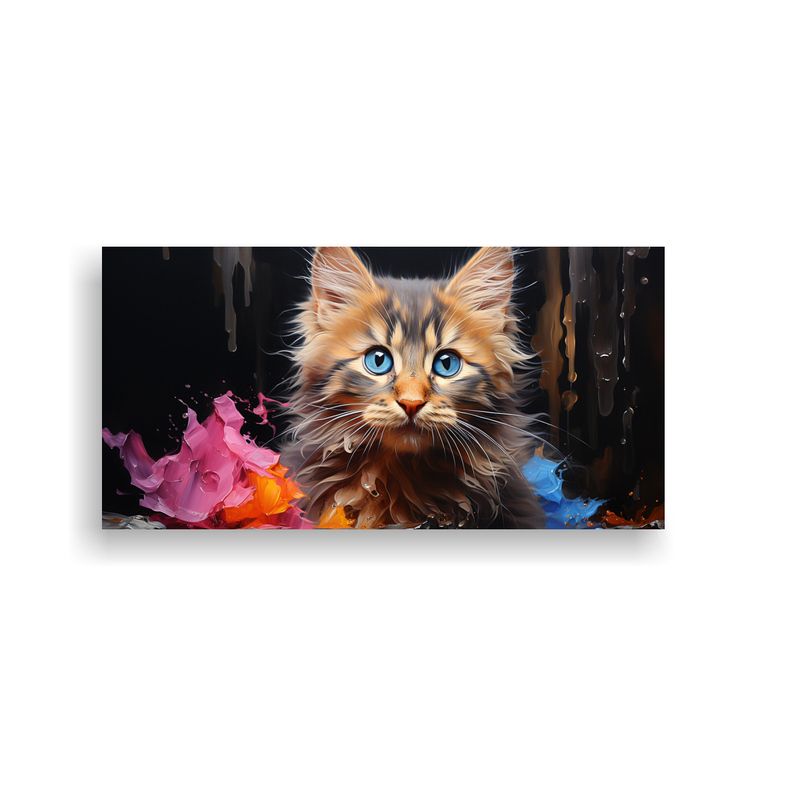 GENERICO - Pintura Abstracta De Linda A Gato Colorido Estilo 160x80cm