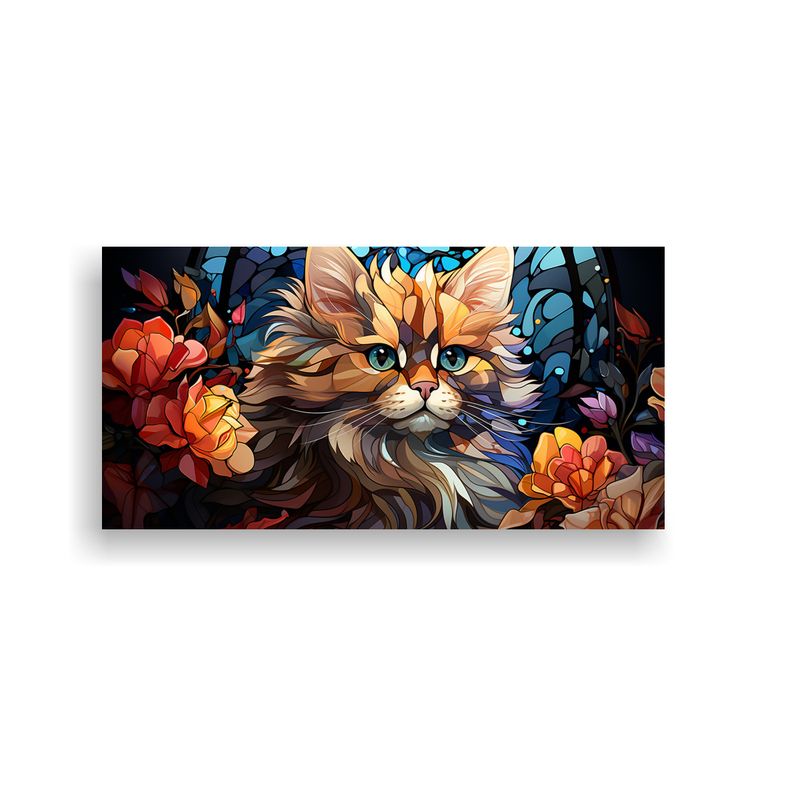 GENERICO - Cuadros Decorativos Para Comedor Con Gatito Y Flor 160x80cm