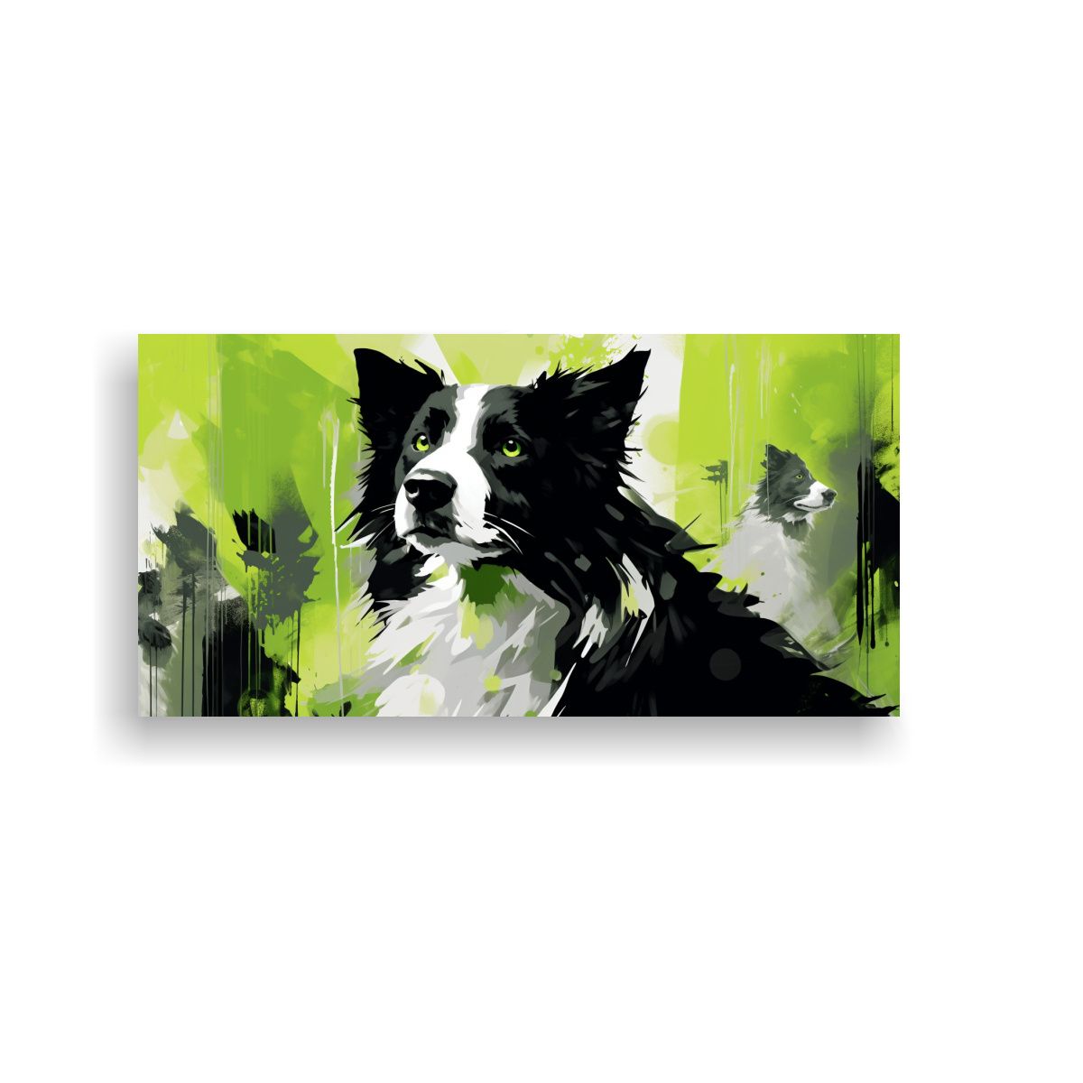 GENERICO - Cuadro De Pastor Alemán Y Collies En Verde Y Negr 160x80cm.