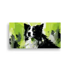 GENERICO - Cuadro De Pastor Alemán Y Collies En Verde Y Negr 160x80cm.