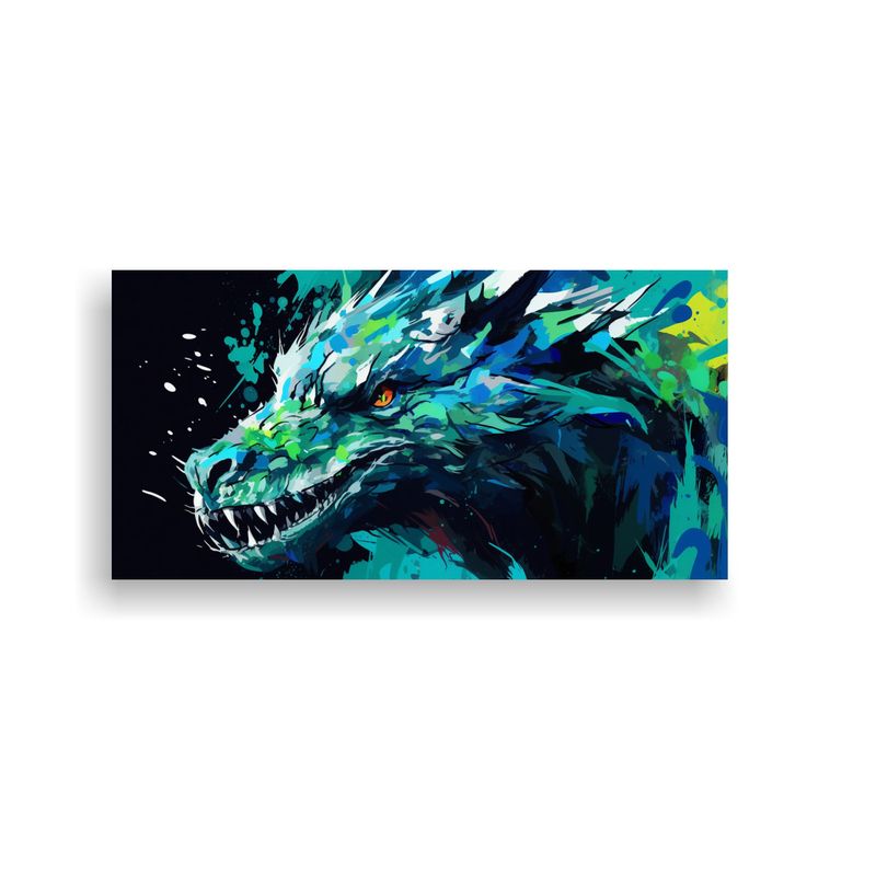 GENERICO - Obra De Arte Decorativa Dragón En Verde Y Azul  160x80cm