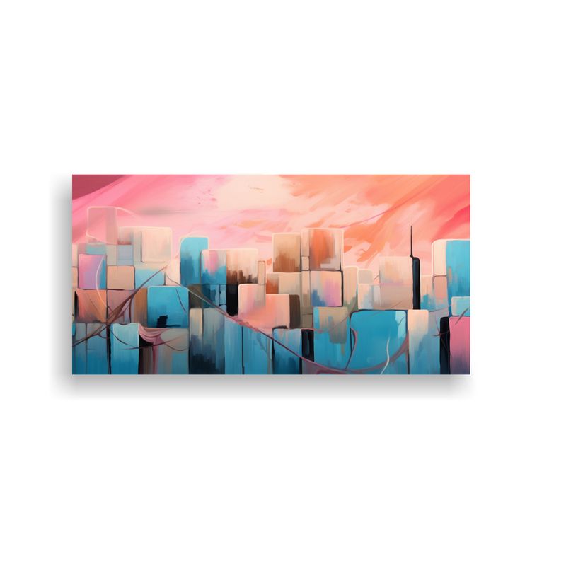 GENERICO - Pintura Con Ventanas En Valla Lienzo Tonos Simplic 160x80cm