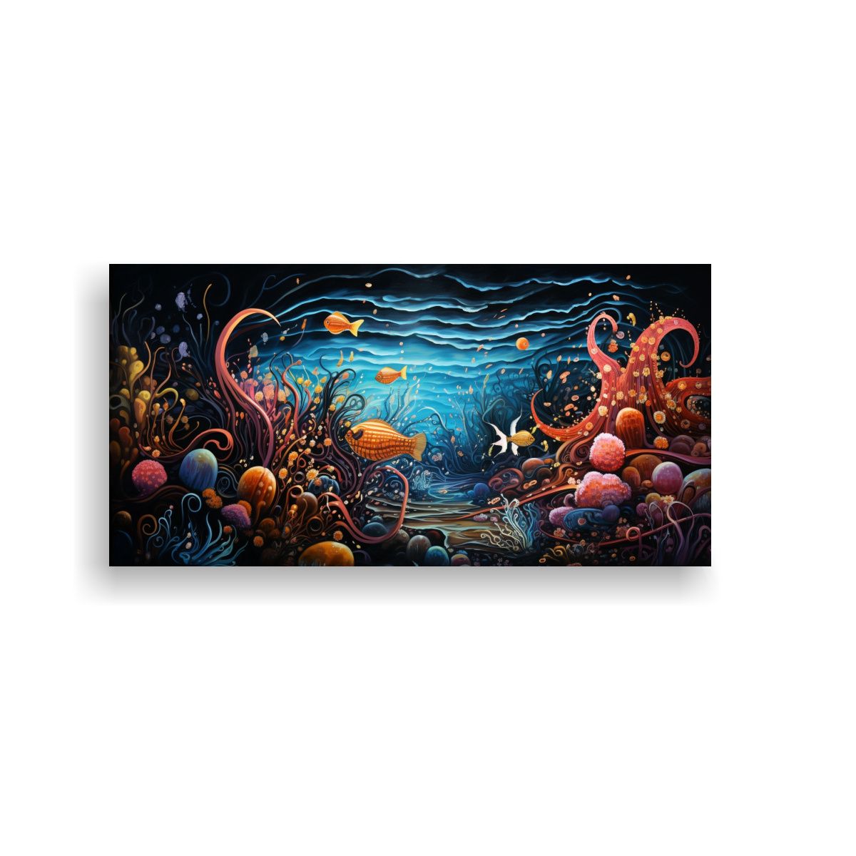 GENERICO - Cuadros Abstracción Lineal Misterios Del Océano  160x80cm