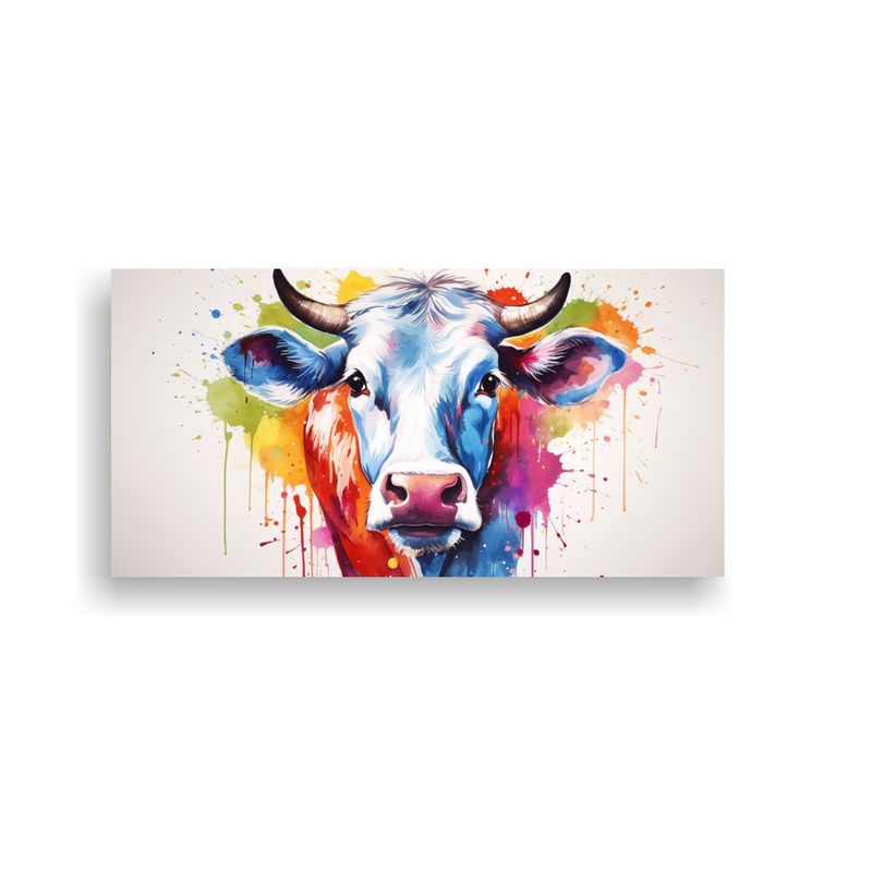 GENERICO - Pintura De Vaca Colorida En Acuarela Estilo Creati 160x80cm