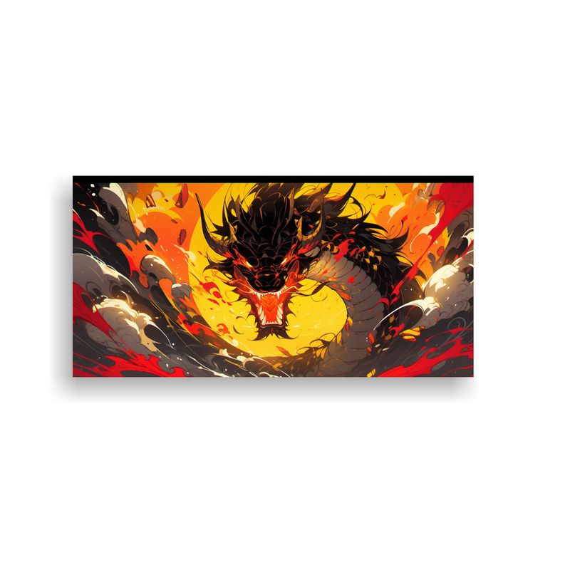 GENERICO - Pintura Dragon En Amarillo Y Rojo Composición Eq 160x80cm
