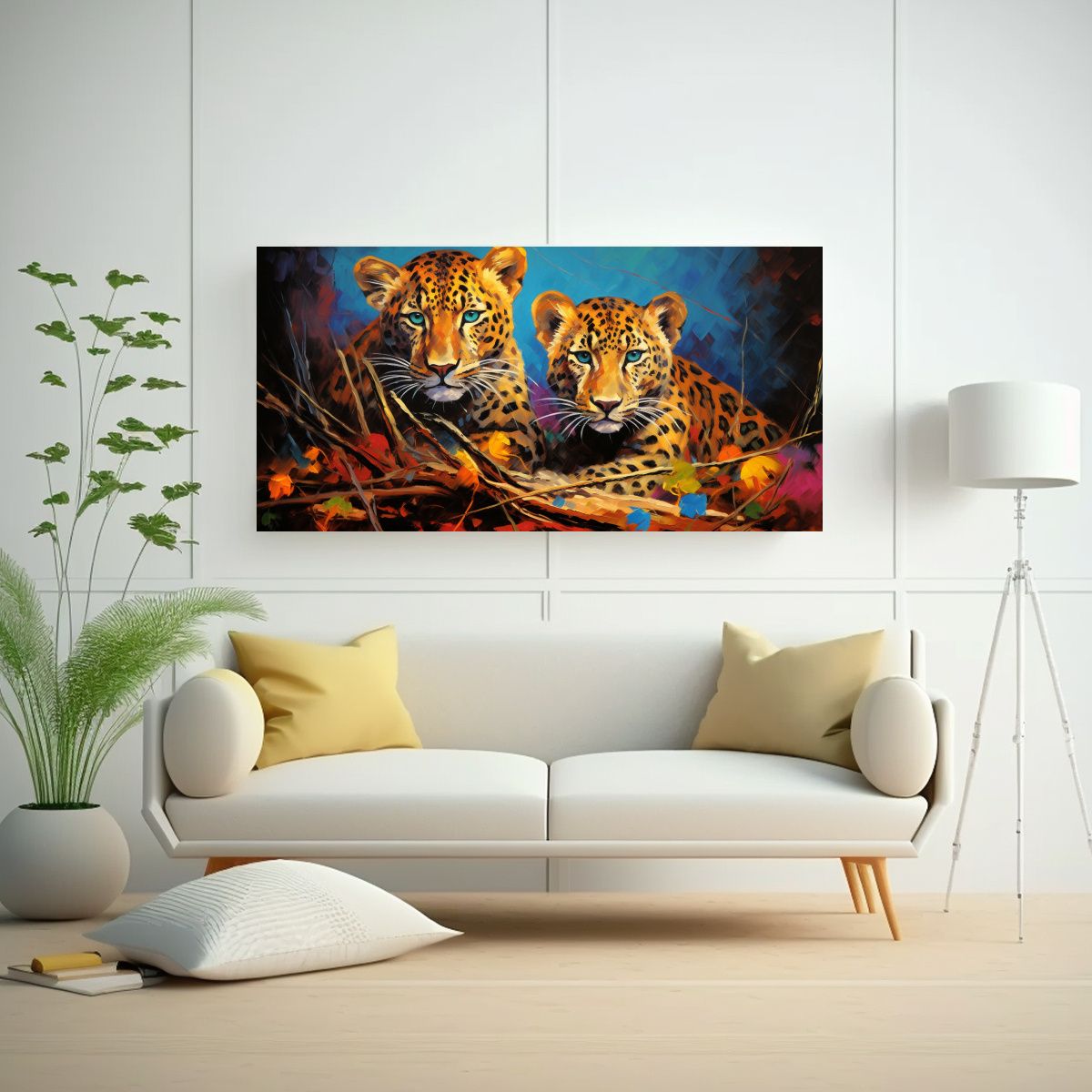 GENERICO - Pintura Al Estilo óleo Colorida Estilo Leopardo P 160x80cm